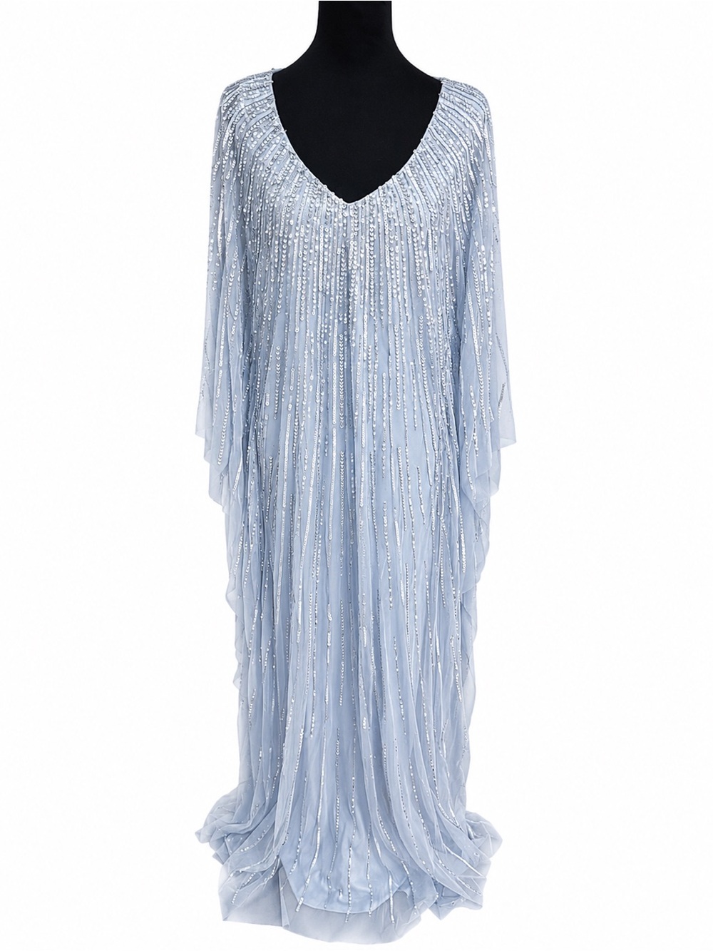 Adrianna Papell NWT Beaded Long Kaftan Cloud Ice Blue XL $349